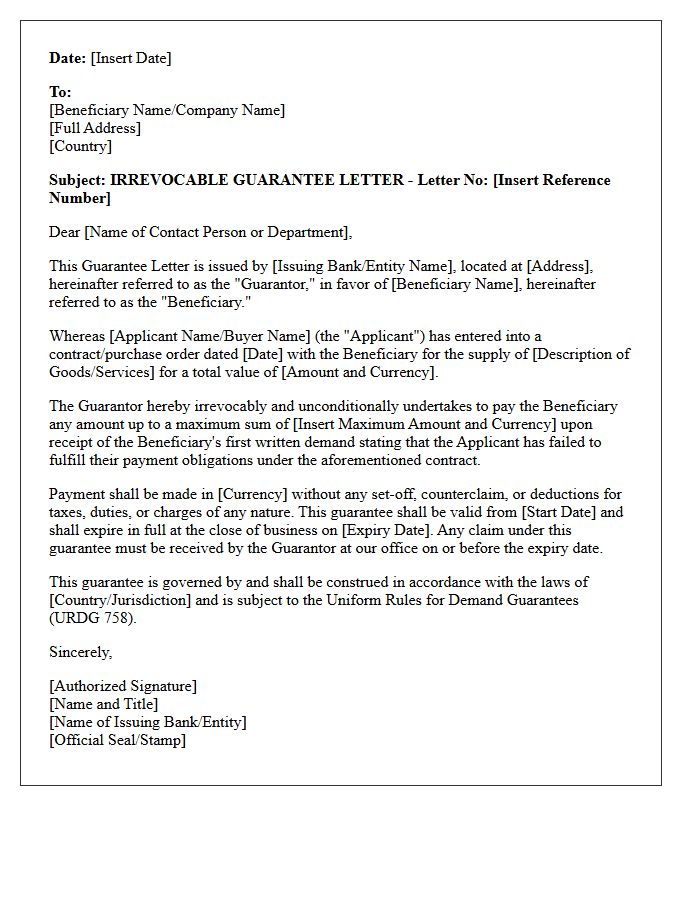 Cross-Border Trade Guarantee Letter
