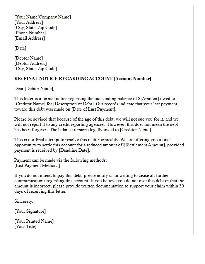 Final Time-Barred Debt Collection Warning Letter