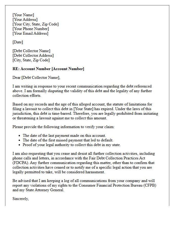 Pre-Litigation Time-Barred Debt Review Letter