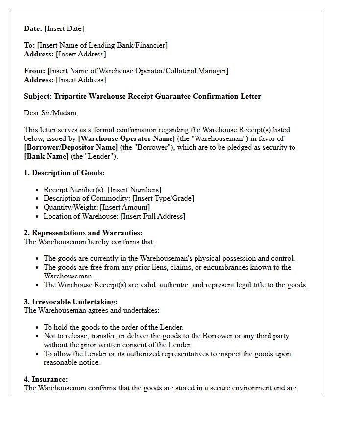 Tripartite Warehouse Receipt Guarantee Confirmation Letter