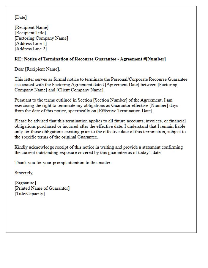 Termination Letter Of Factoring Recourse Guarantee