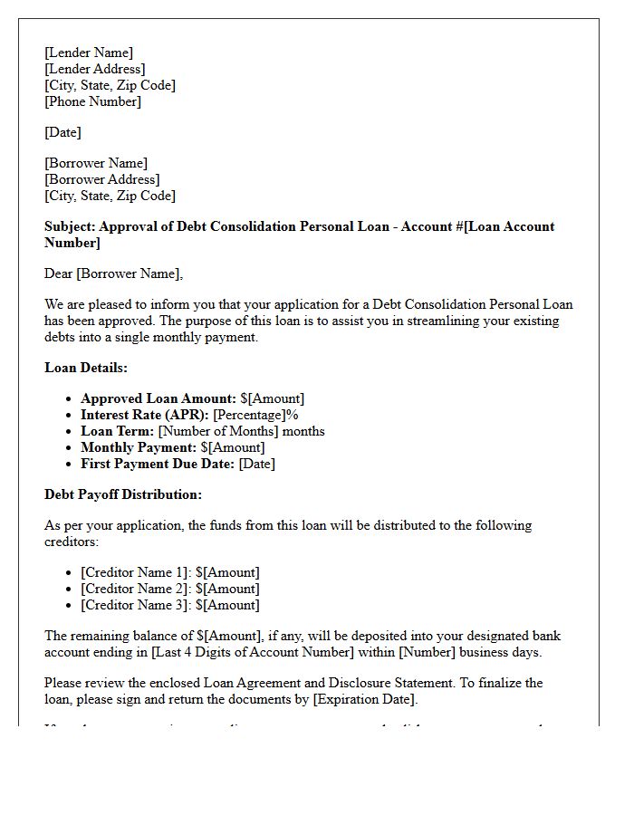 Debt Consolidation Personal Loan Approval Letter