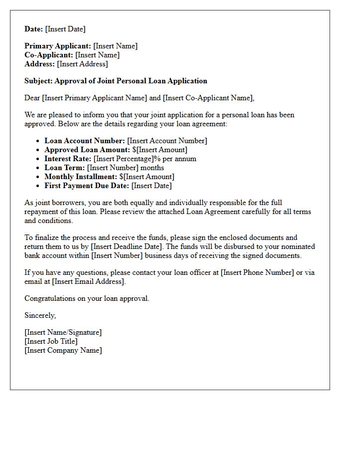 Joint Personal Loan Approval Letter