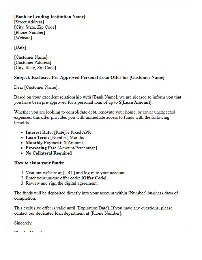 Pre-Approved Personal Loan Offer Letter