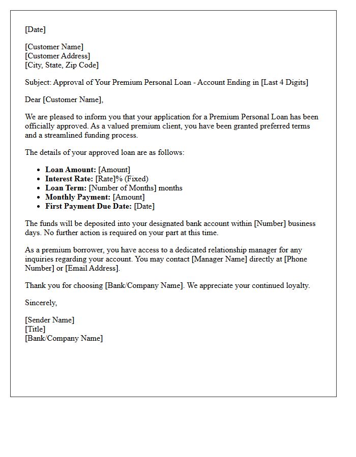 Premium Customer Personal Loan Approval Letter