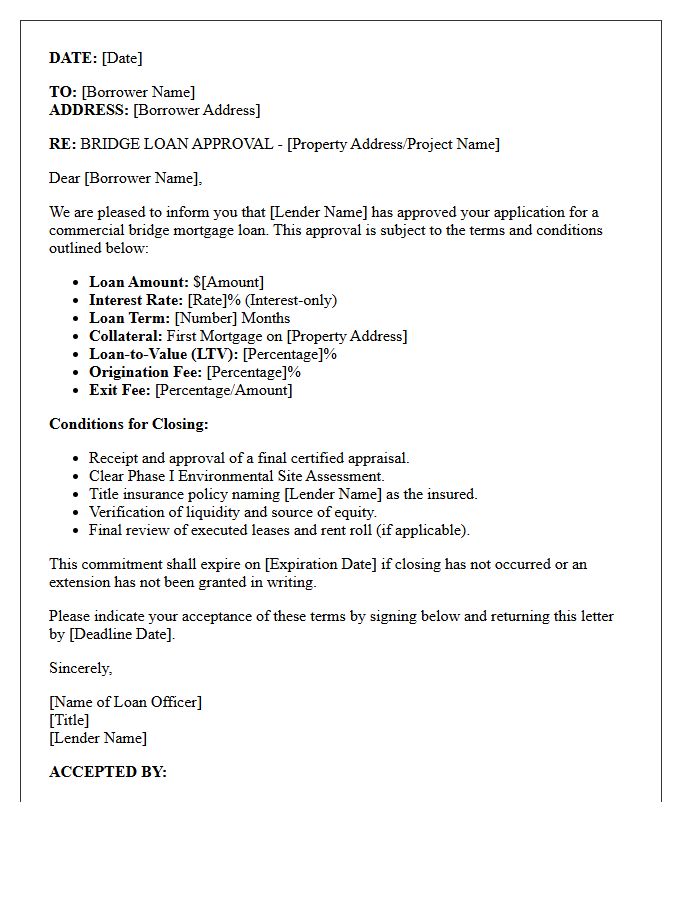 Bridge Commercial Mortgage Approval Letter