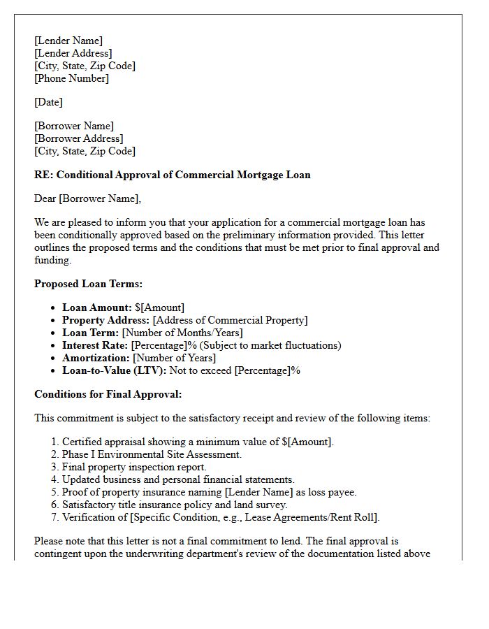 Conditional Commercial Mortgage Approval Letter