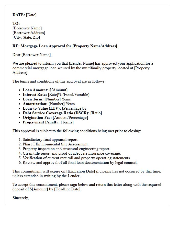 Multifamily Commercial Mortgage Approval Letter