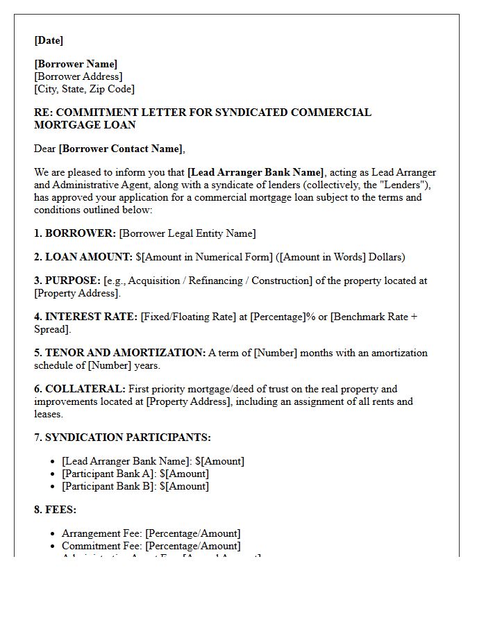Syndicated Commercial Mortgage Approval Letter