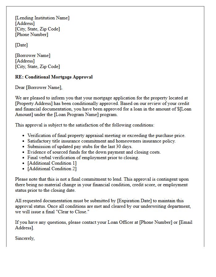 Conditional Mortgage Approval Letter