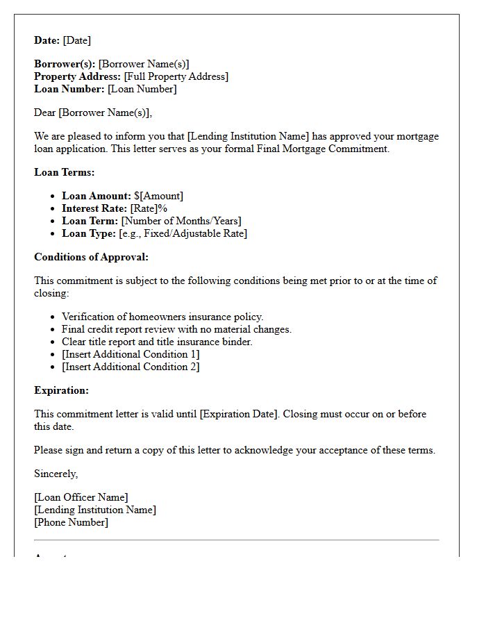 Final Mortgage Commitment Letter