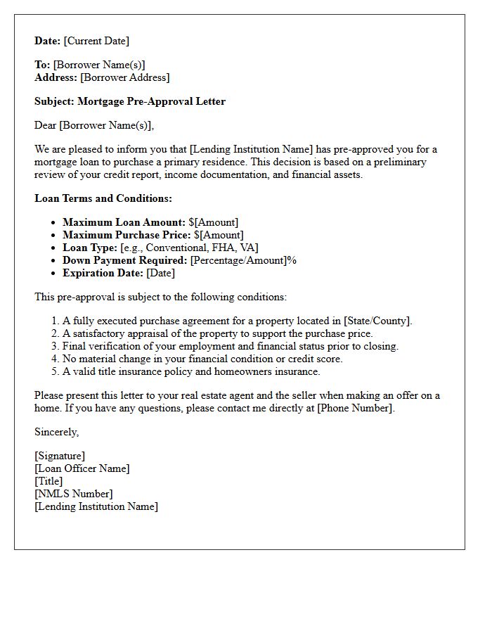 Mortgage Pre-Approval Letter