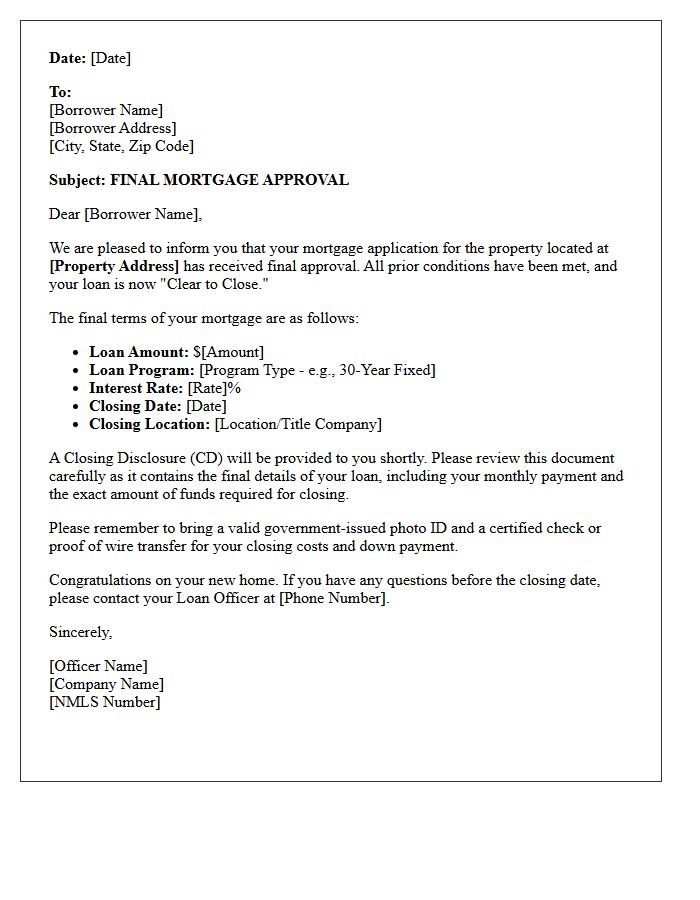 Final Mortgage Approval Letter