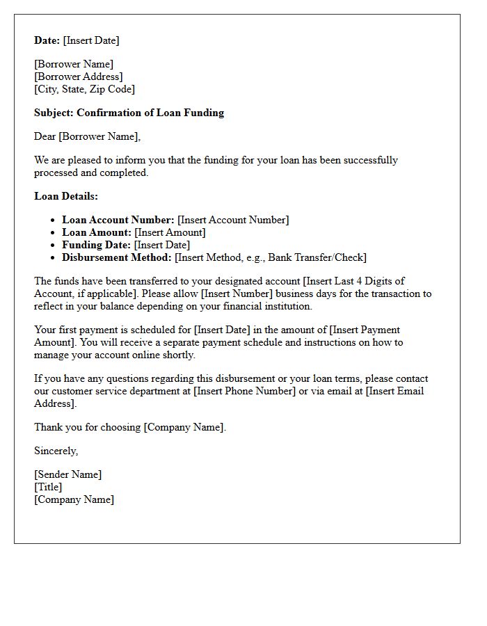 Loan Funding Confirmation Letter