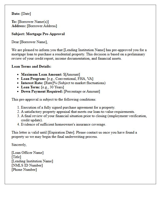 Mortgage Pre-Approval Letter