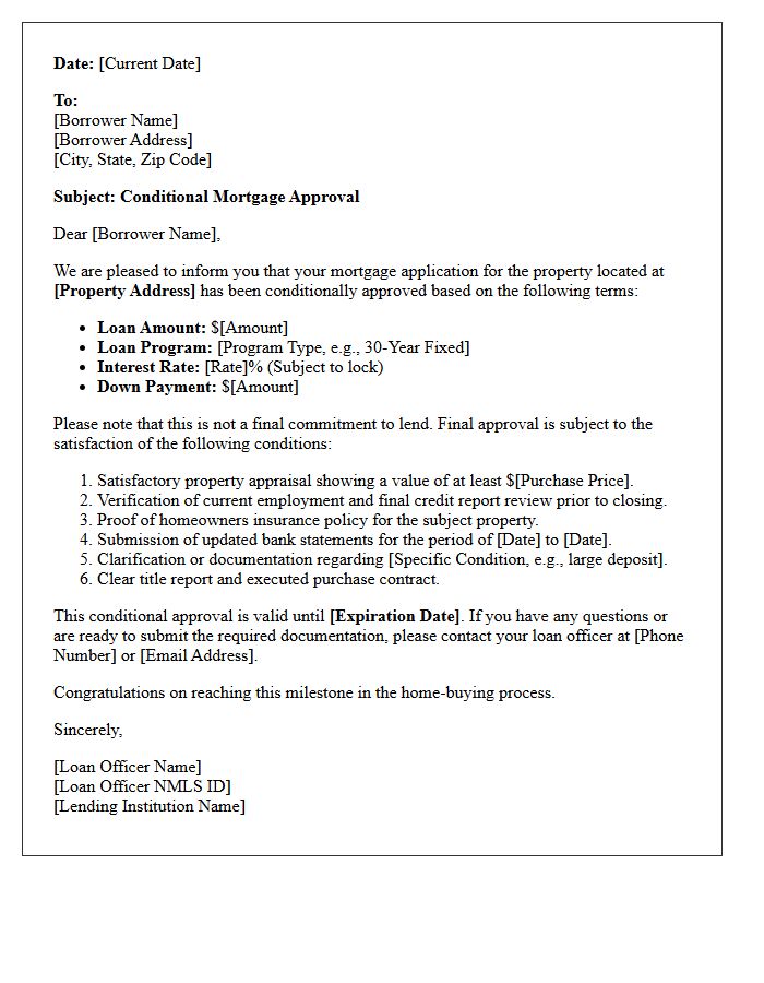 Standard Conditional Mortgage Approval Letter