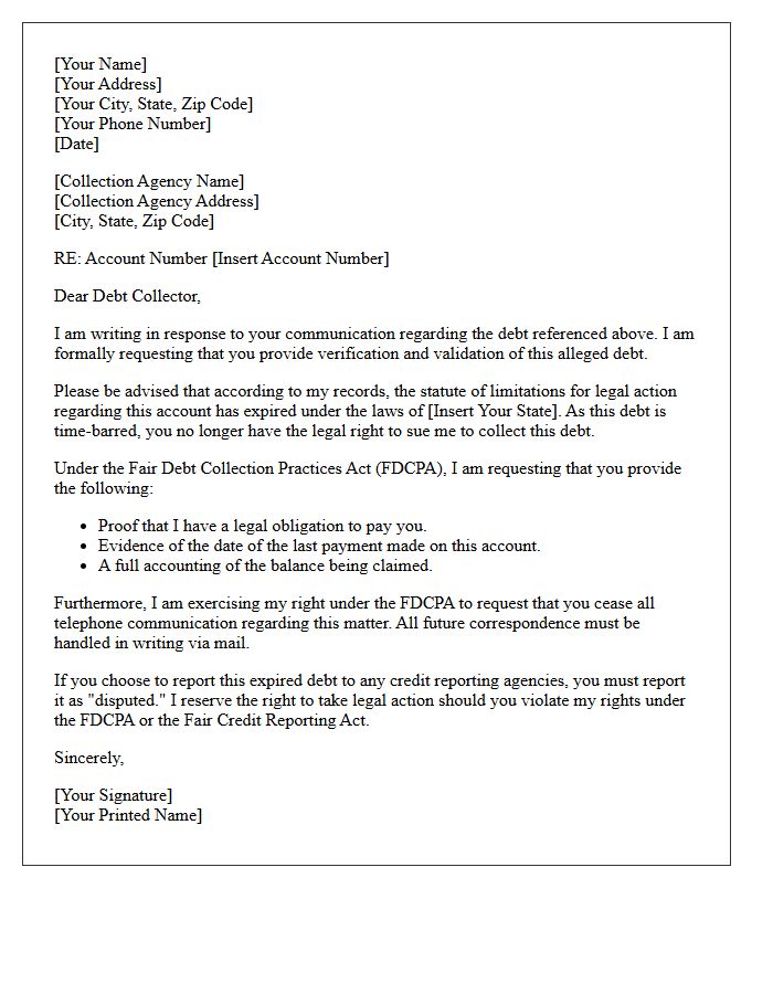 Out Of Statute Account Verification Letter