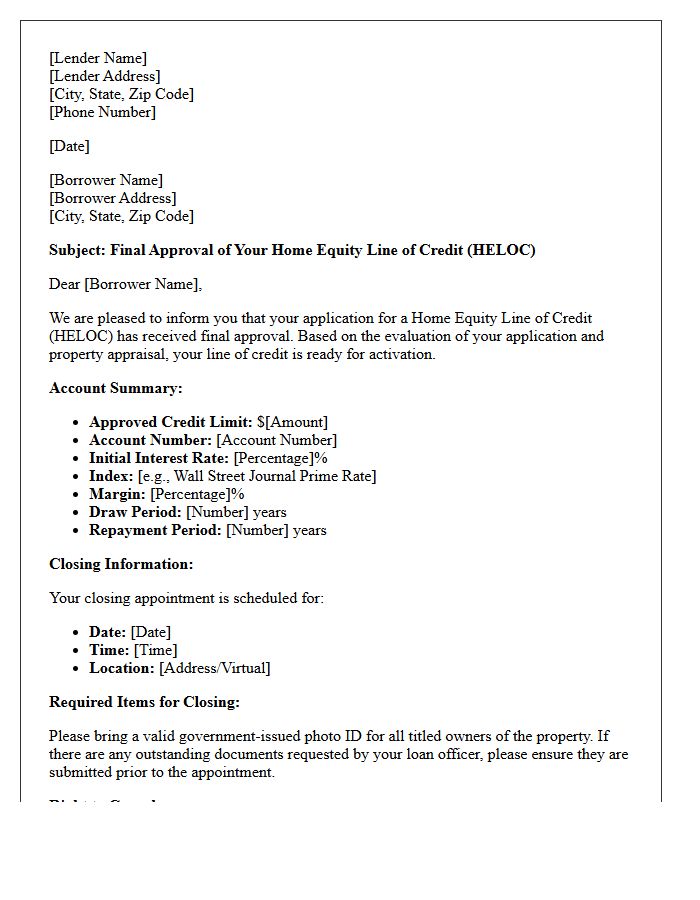 Final Home Equity Line of Credit Approval Letter