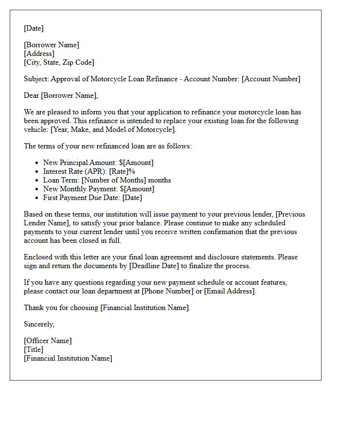 Refinanced Motorcycle Loan Approval Letter