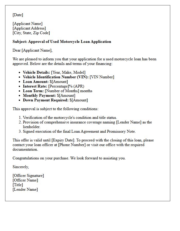Used Motorcycle Loan Approval Letter