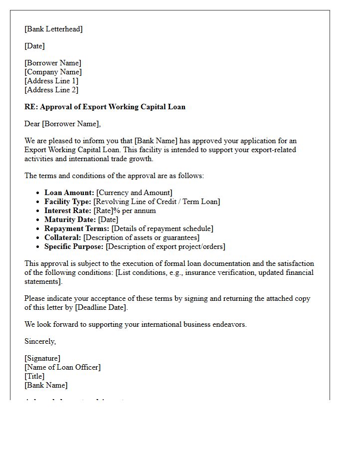 Export Working Capital Loan Approval Letter