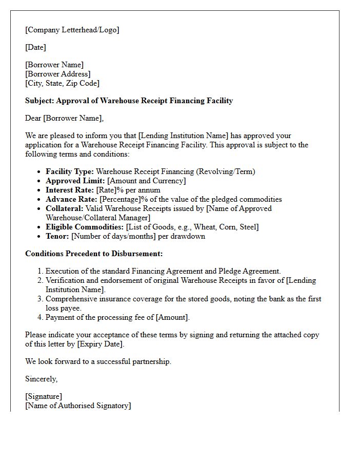 Warehouse Receipt Financing Approval Letter