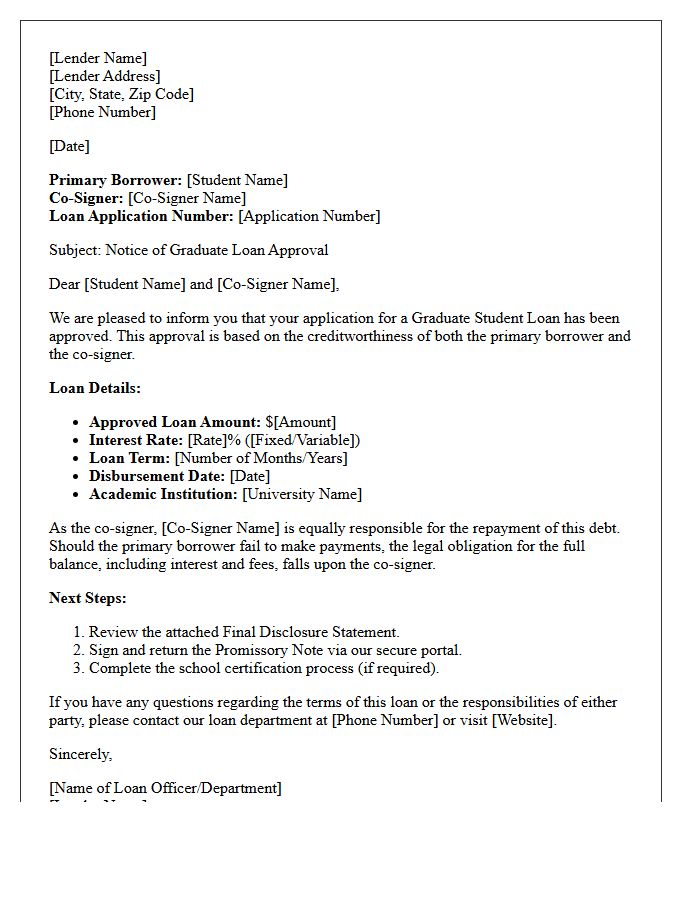 Co-Signed Graduate Loan Approval Letter