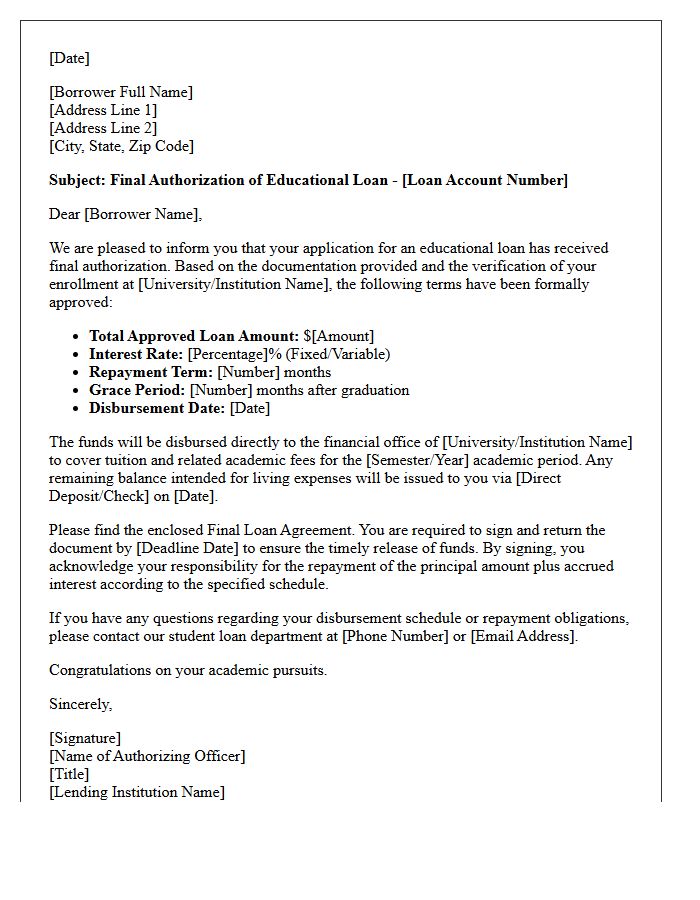 Educational Loan Final Authorization Letter
