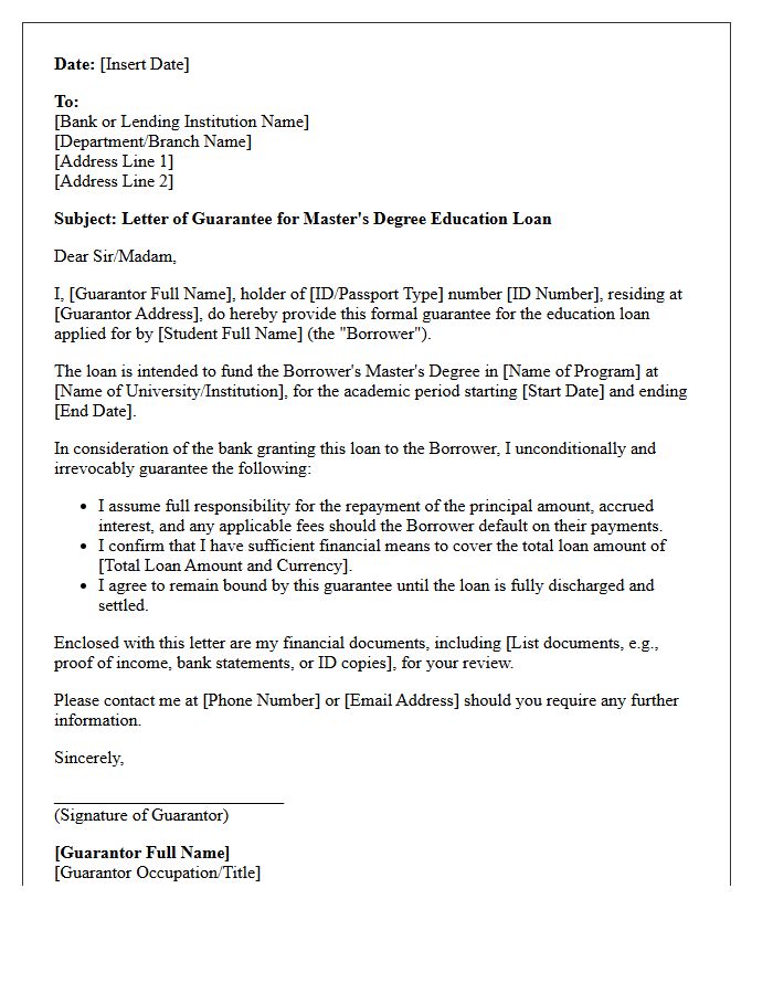 Master Degree Loan Guarantee Letter