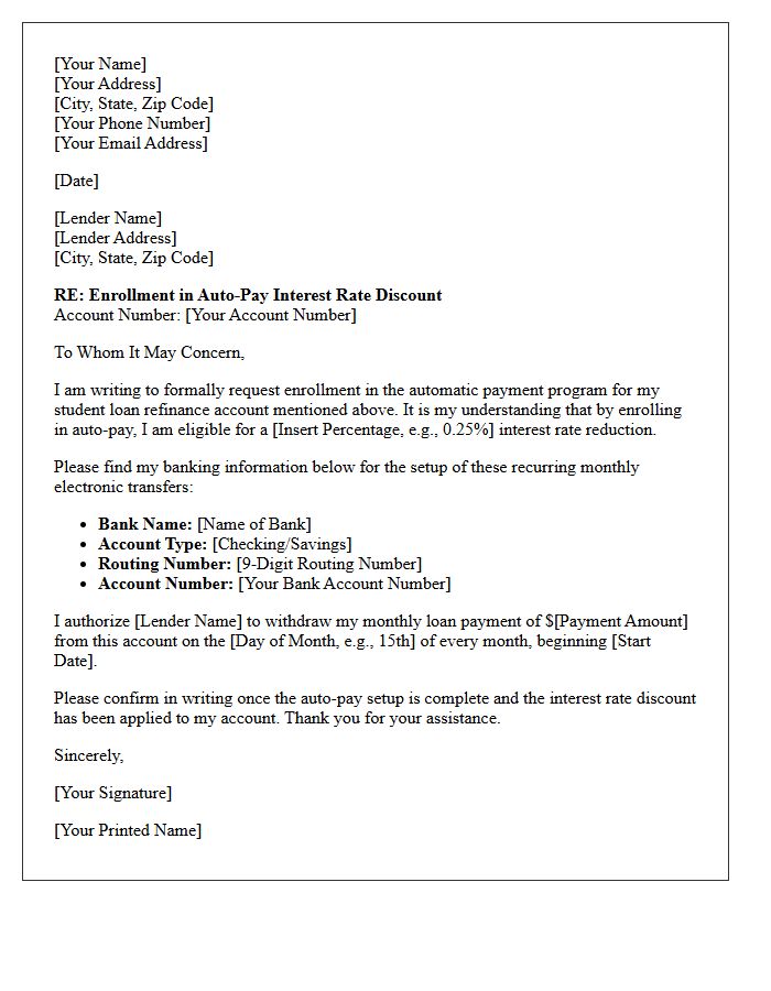 Student Loan Refinance Auto-Pay Discount Enrollment Letter