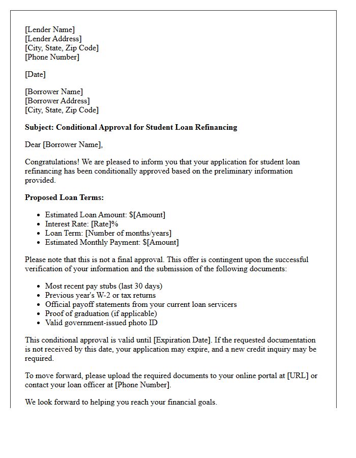 Student Loan Refinance Conditional Approval Letter