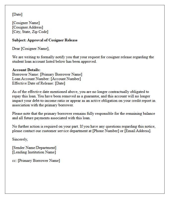 Student Loan Refinance Cosigner Release Approval Letter
