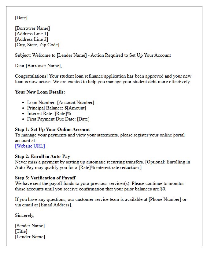Student Loan Refinance Welcome And Account Setup Letter