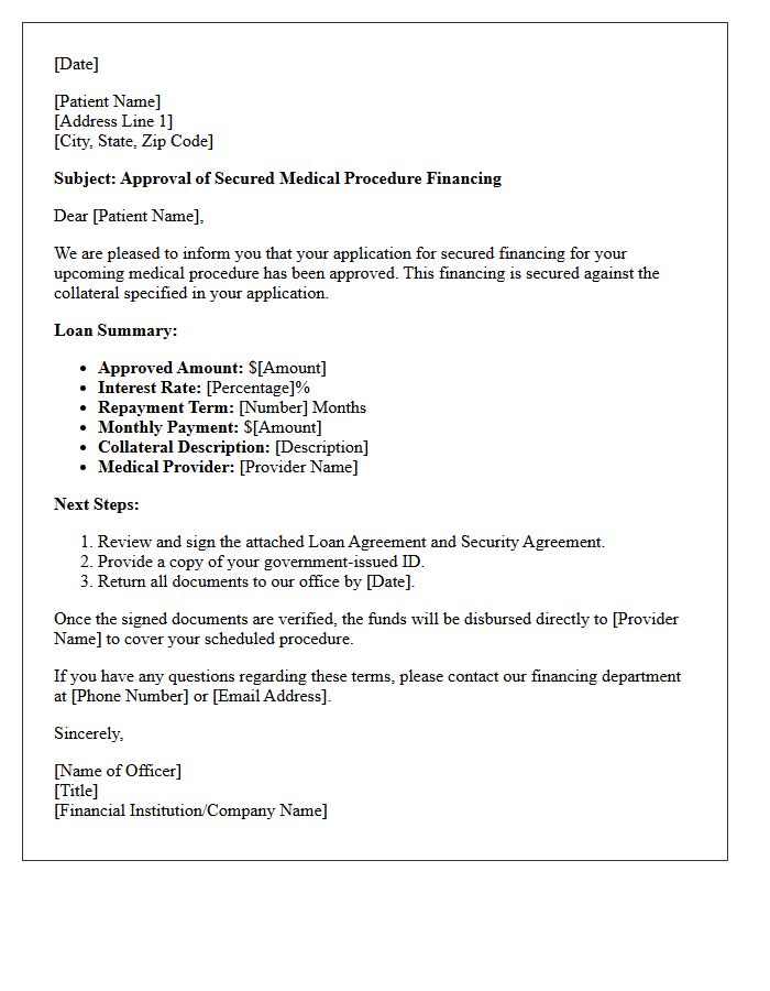 Secured Medical Procedure Financing Approval Letter