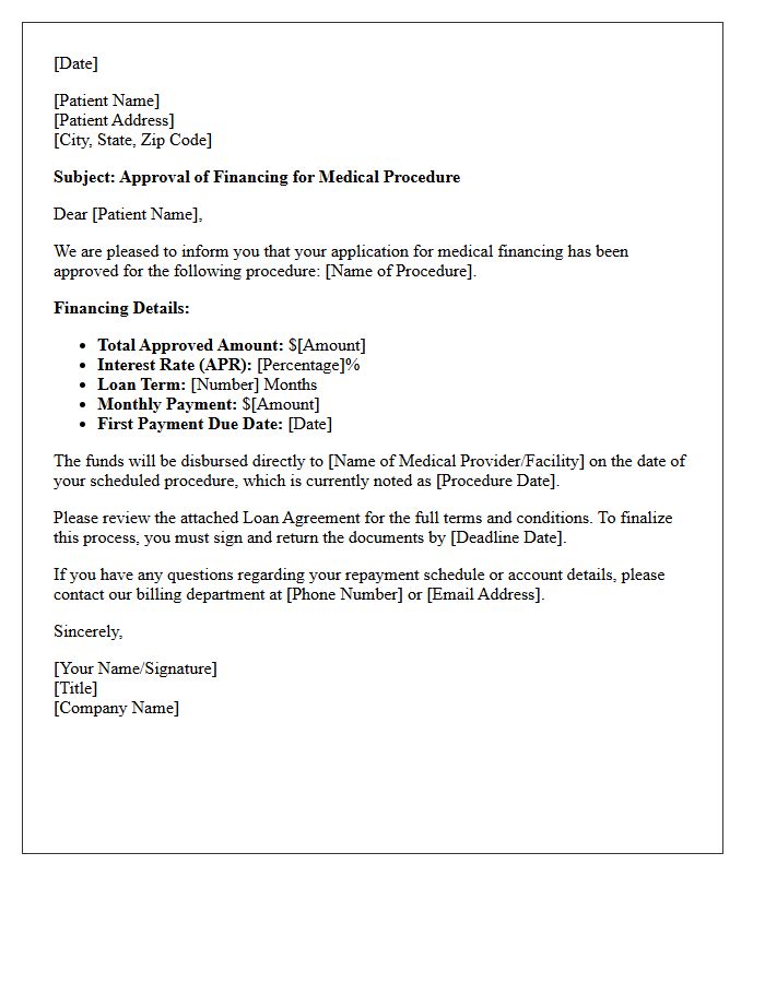 Standard Medical Procedure Financing Approval Letter