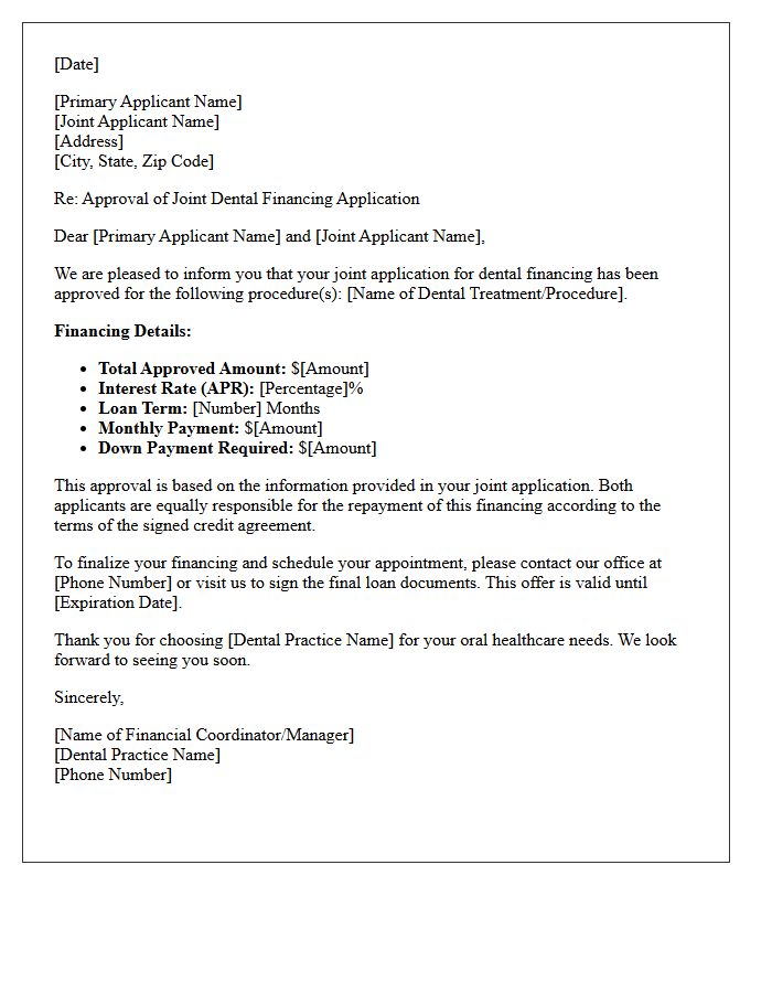 Joint Applicant Dental Financing Approval Letter