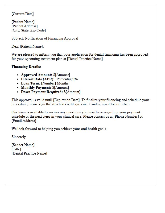 Standard Dental Financing Approval Letter