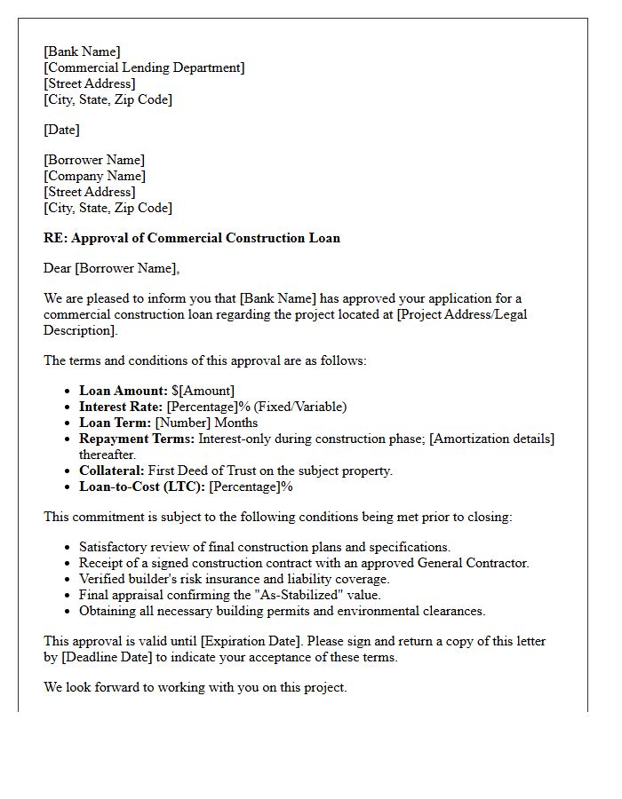 Commercial Construction Loan Approval Letter