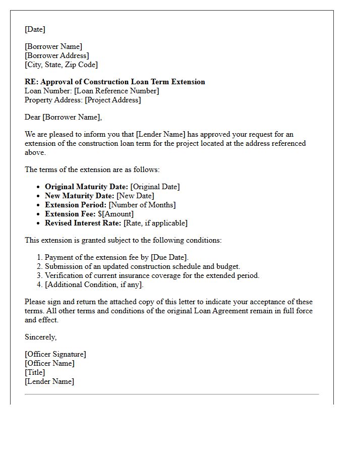 Construction Loan Term Extension Approval Letter