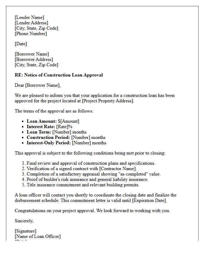 Principal Construction Loan Approval Letter