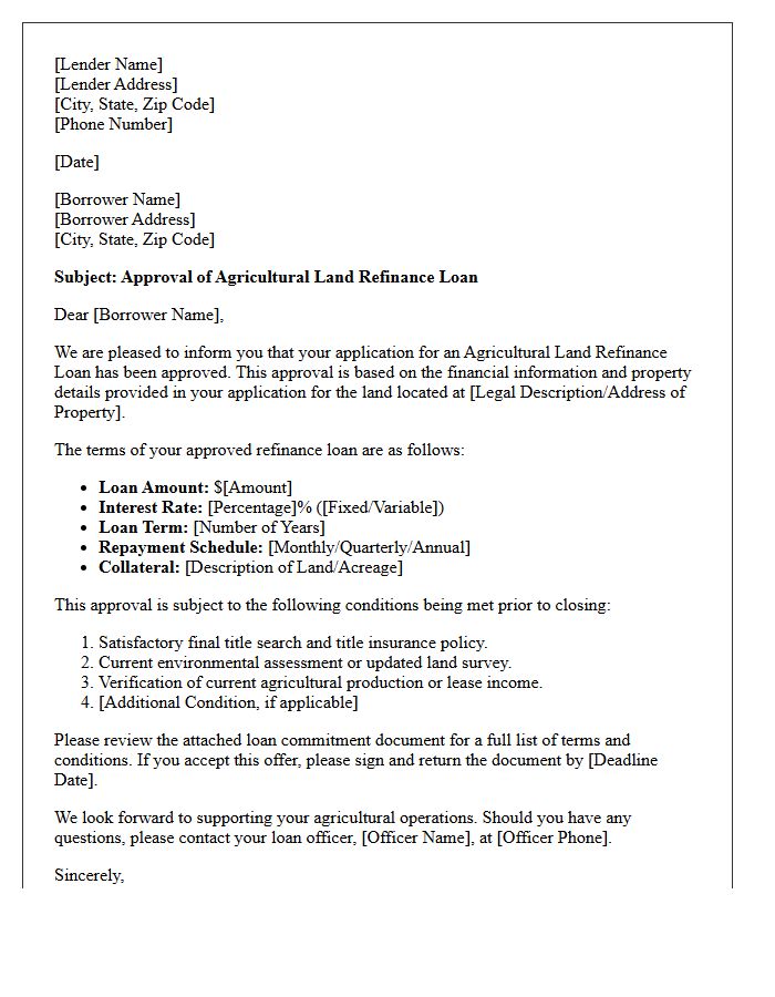 Agricultural Land Refinance Loan Approval Letter