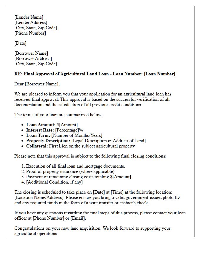 Final Agricultural Land Loan Approval Letter