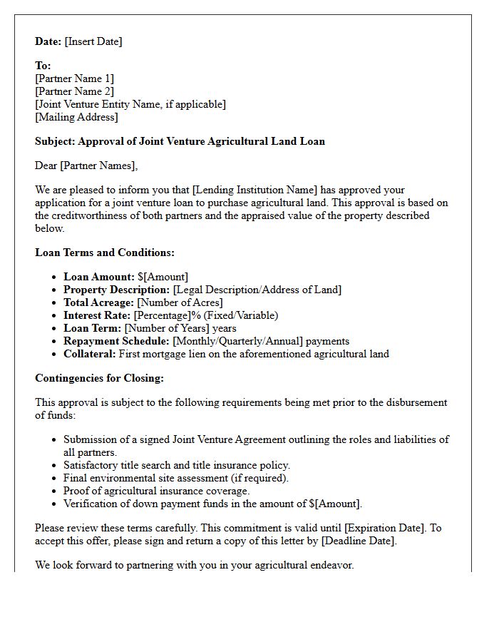 Joint Venture Agricultural Land Loan Approval Letter