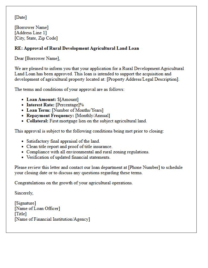 Rural Development Agricultural Land Loan Approval Letter
