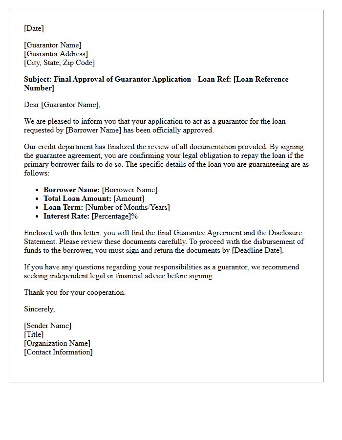 Final Guarantor Loan Approval Letter