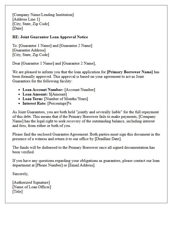 Joint Guarantor Loan Approval Letter