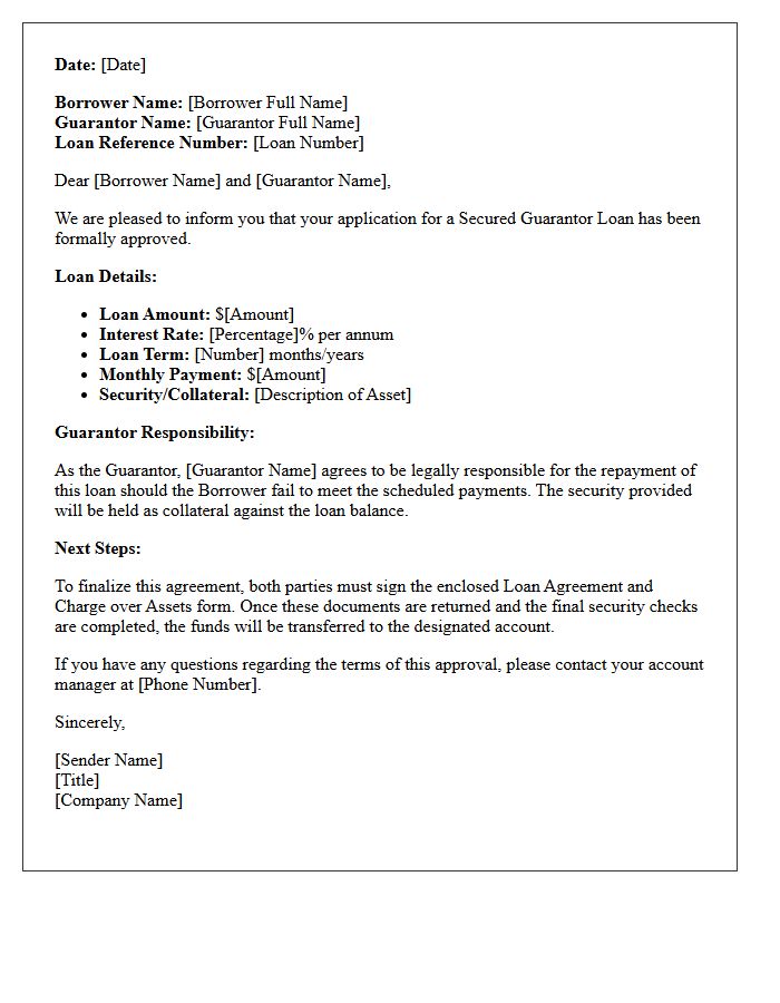 Secured Guarantor Loan Approval Letter