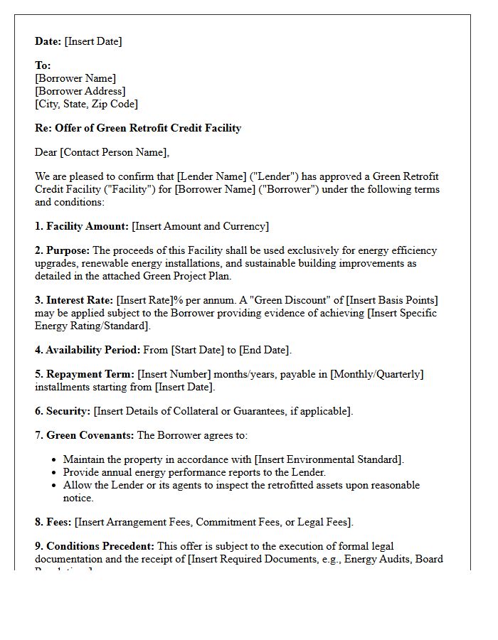 Green Retrofit Credit Facility Agreement Letter