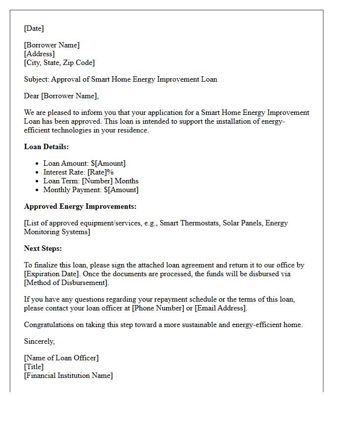 Smart Home Energy Improvement Loan Approval Letter