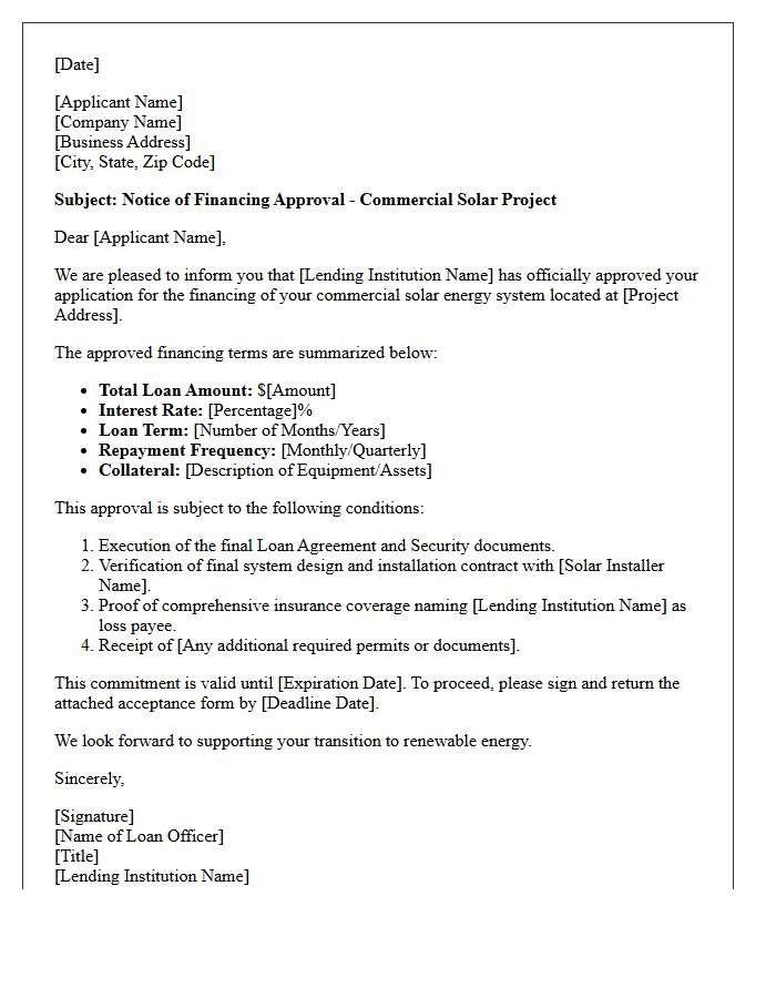 Commercial Solar Panel Financing Approval Letter